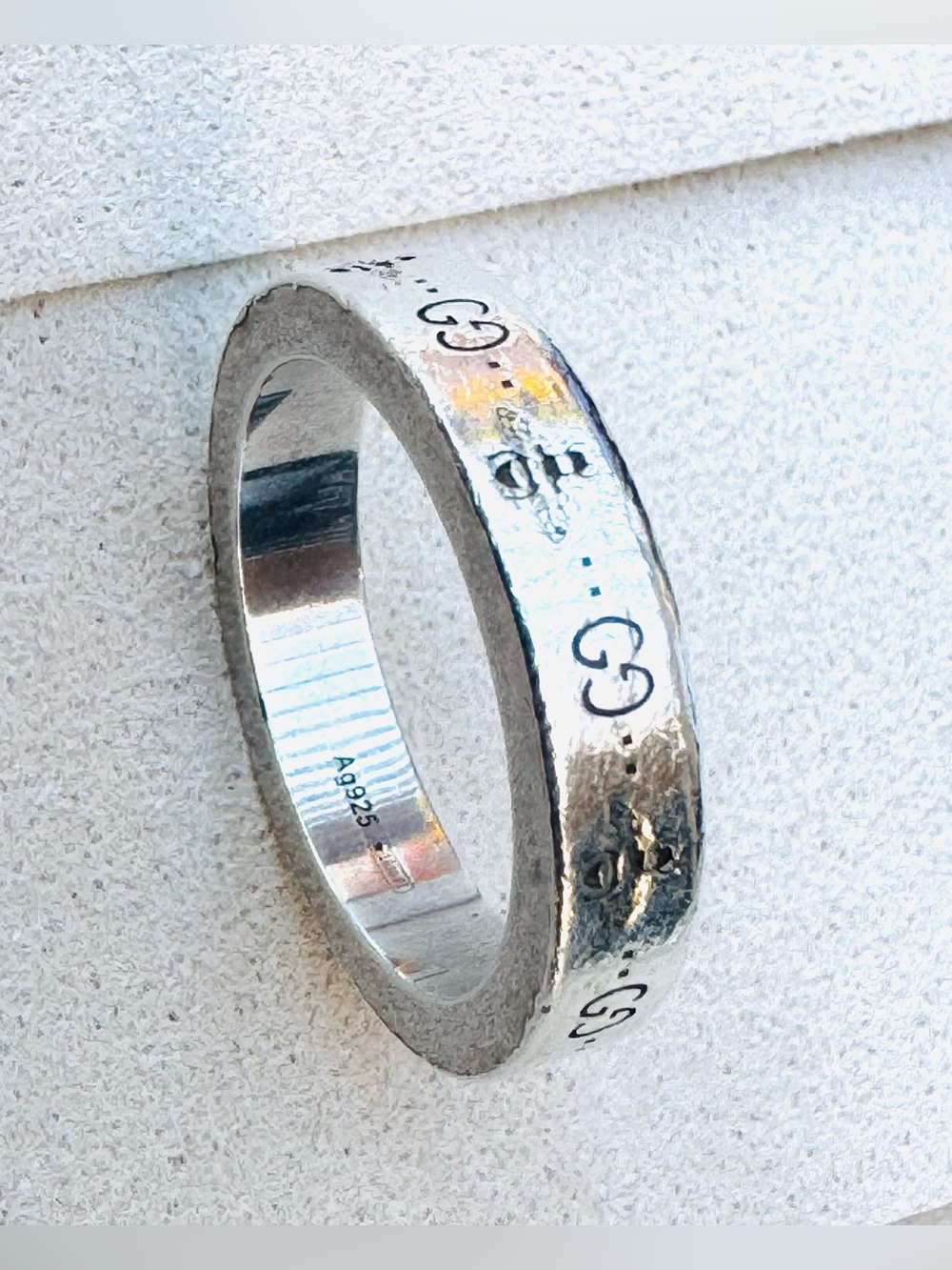 GUCCI Bee GG Sterling Silver Ring Gucci Size 12 Ag925 Made in Italy - Picture 3 of 8